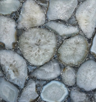 Crystal agate with Silver Glitter