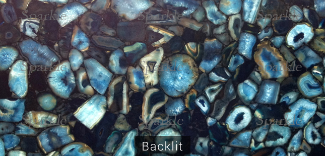 Blue Agate Slab Backlit